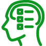 A green icon of a head with a small lightning bolt on top